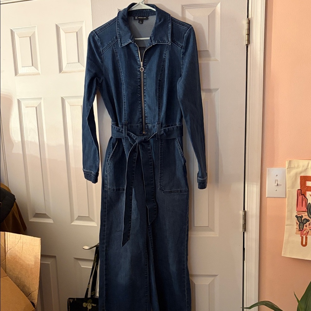 NWOT INC Denim Belted Jumpsuit